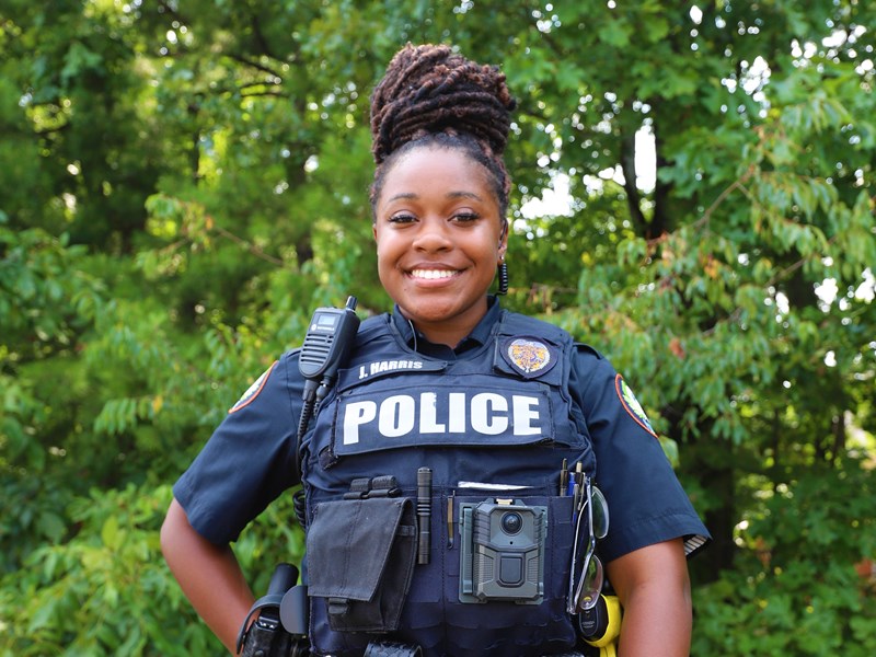 Image of a smiling female police officer
